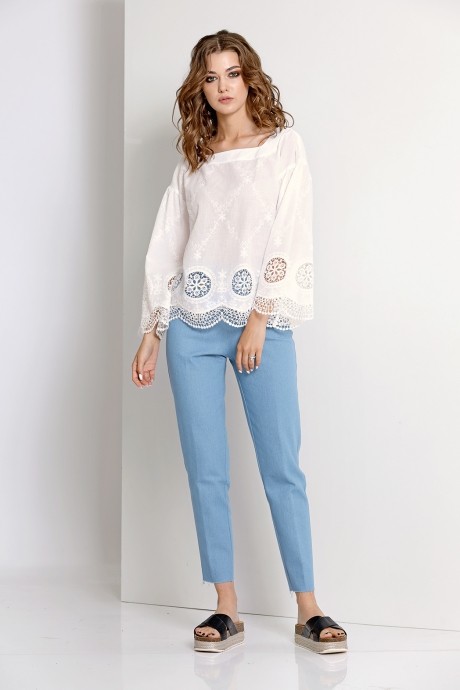 Блузка, туника, рубашка EOLA 1484 молочный размер 44-54 #1