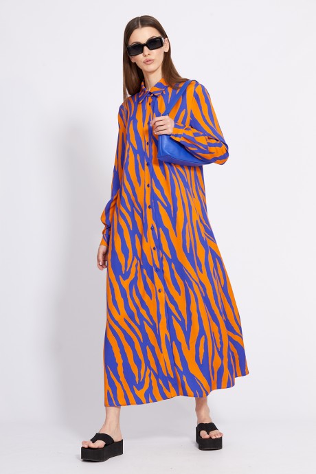 Платье EOLA 2431 оранжевый/василек размер 42-52 #2