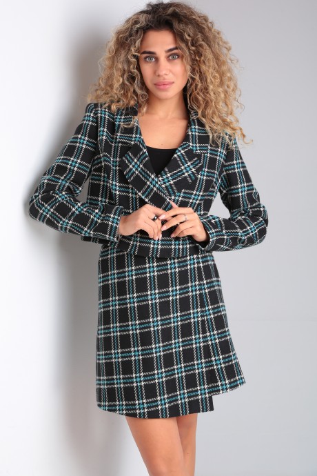 Костюм/комплект YOUR SIZE 2206 двойка черный в клетку размер 42-46 #7
