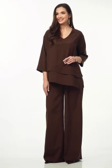 Брючный костюм YOUR SIZE 2273 двойка шоколад