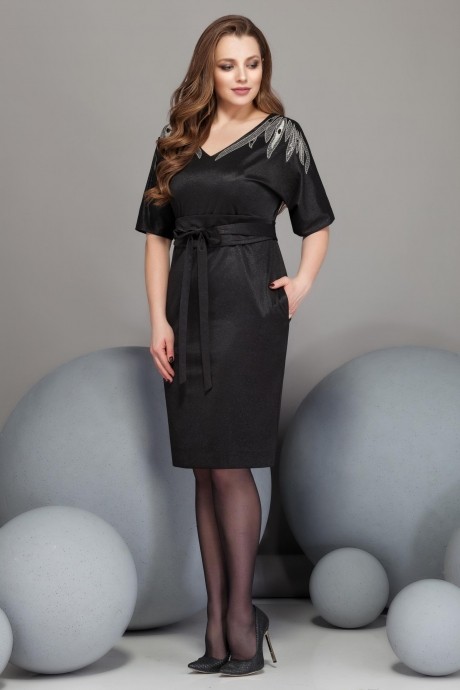 Вечернее платье Ивелта Плюс ив-1556 чёрный размер 48-52 #1