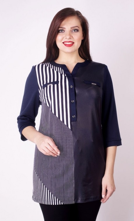 Блузка, туника, рубашка Camelia 16171 темно-синий/полоска размер 52-62 #1