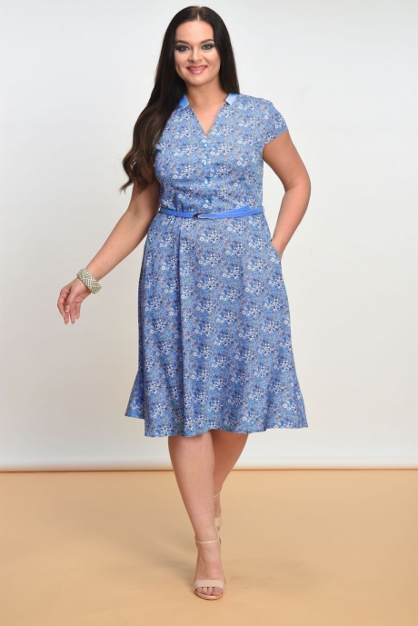Платье Lady Style Classic 1101 голубой+мелкие цветы размер 50-58 #1