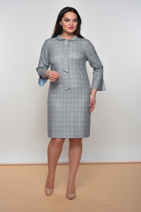 Платье Lady Style Classic 1518 серое с галстуком размер 48-52 #1