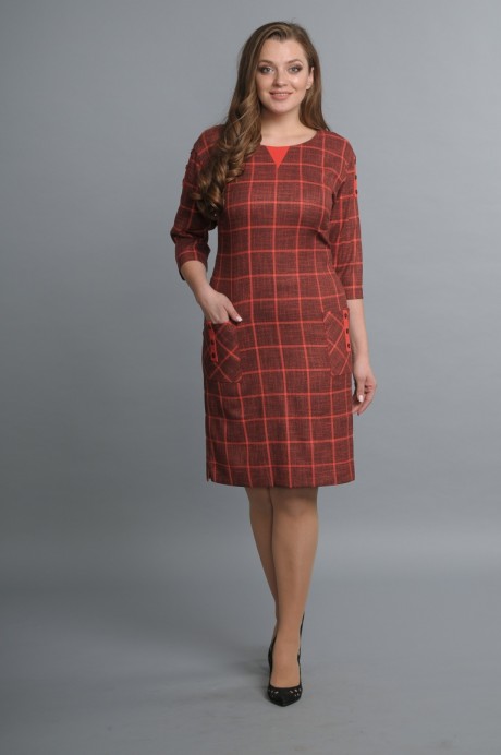 Платье Lady Style Classic 1158 красное в клетку размер 48-58 #1