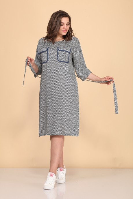 Платье Lady Style Classic 1971 синий+олива размер 48-52 #2