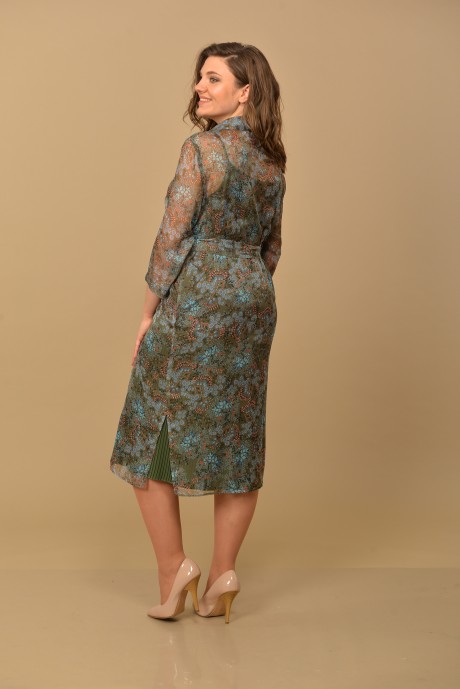 Платье Lady Style Classic 1861 -3 зелено-синие мелкие цветы размер 48-58 #3