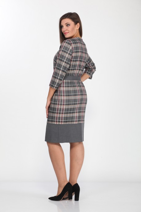 Платье Lady Style Classic 2156 Серый с коричневым "клетка" размер 48-58 #2