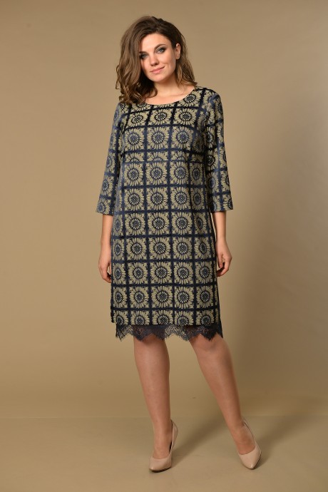 Вечернее платье Lady Style Classic 1458 -2 Темно-синий с бежевым размер 48-64 #1