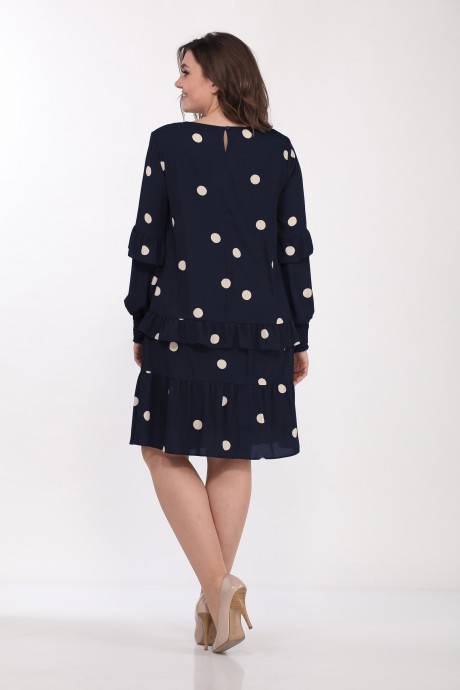 Вечернее платье Lady Style Classic 2212/2 Темно-синий с крупным горохом размер 48-58 #2