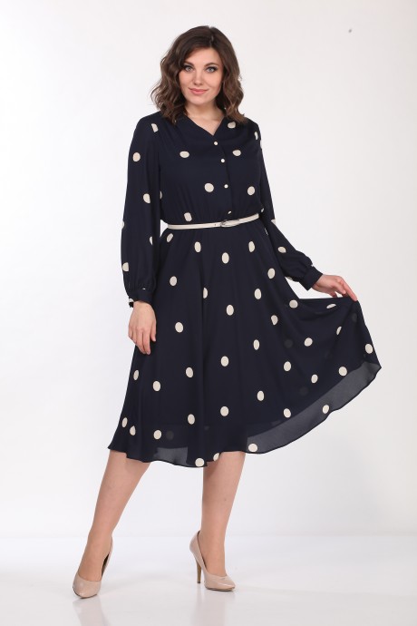 Вечернее платье Lady Style Classic 2219 Темно-синий в крупный горошек размер 48-52 #1