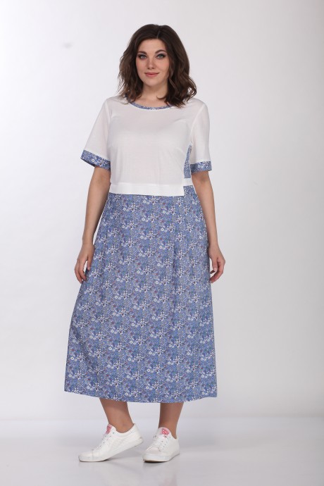 Платье Lady Style Classic 1581 /11 Синий с белым "Цветочки" размер 54-64 #1