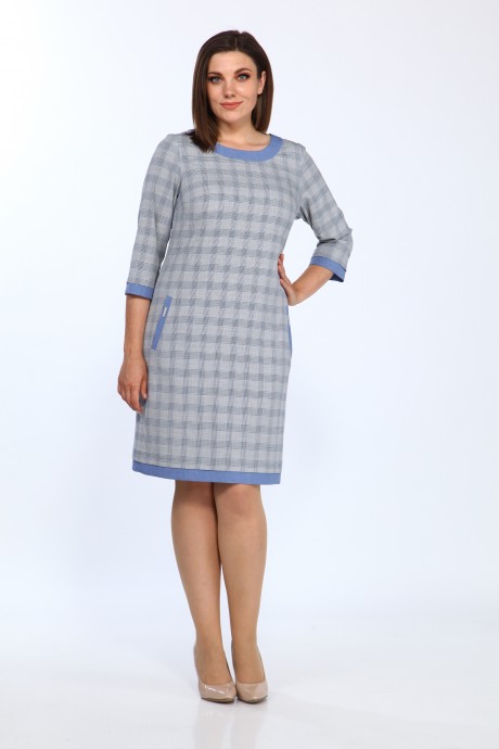 Платье Lady Style Classic 1427 /6 Синий с серым "Клетка" размер 48-58 #1
