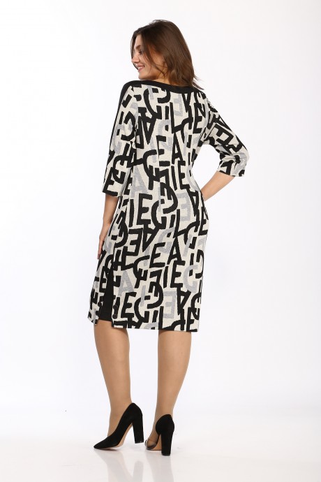 Платье Lady Style Classic 1123 /8 Черный с бежевым "Буквы" размер 48-58 #2