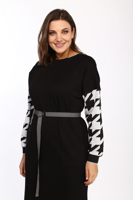 Платье Lady Style Classic 2421 Черный с серым размер 48-58 #2