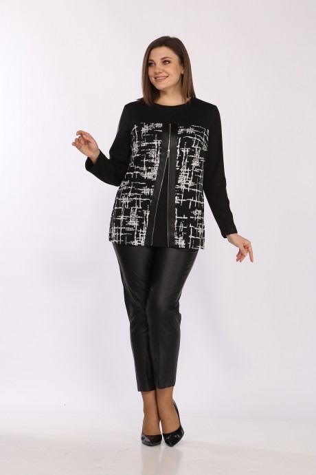 Джемпер (кофта) Lady Style Classic 2564 Черный с белым размер 48-58 #1