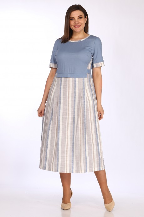 Платье Lady Style Classic 1581 /18 Голубой с серым размер 48-58 #1