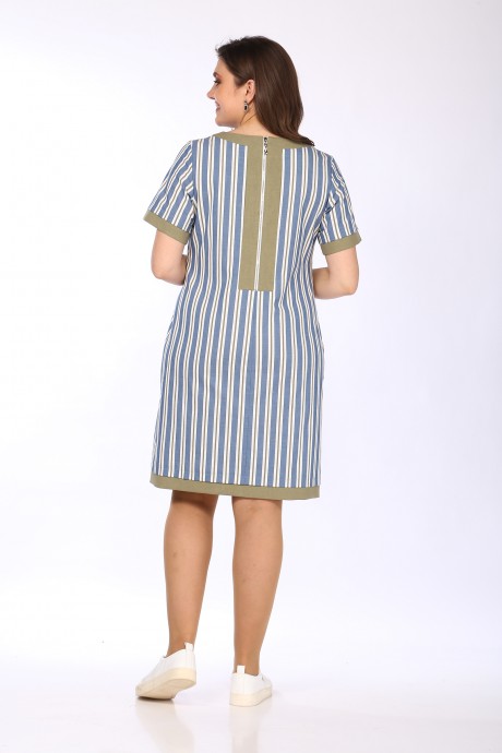 Платье Lady Style Classic 1427 /9 Синий с хаки "полосы" размер 46-50 #3