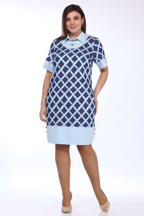 Платье Lady Style Classic 1324 Голубой с синим размер 46-50 #1