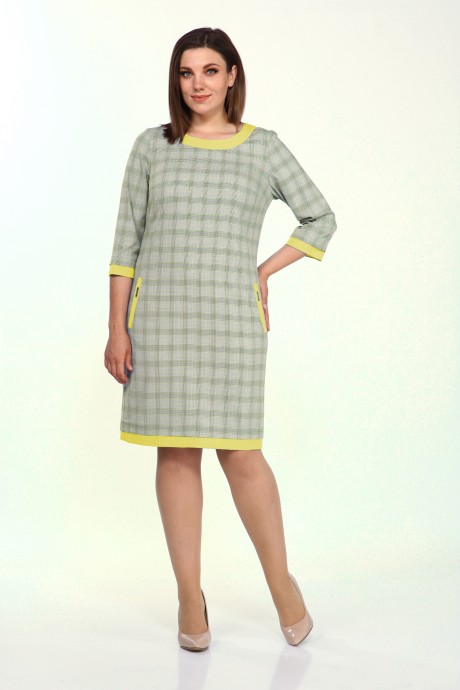 Платье Lady Style Classic 1427/7 Серый с желтым размер 48-58 #1