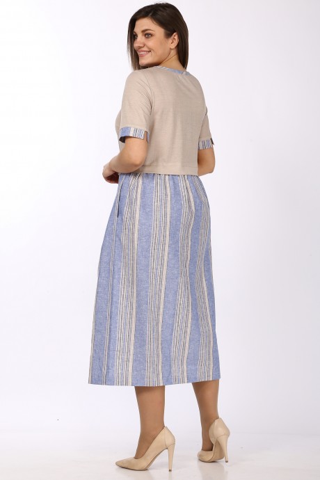 Платье Lady Style Classic 1581/20 Бежевый с синим размер 48-58 #2