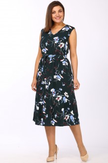 Платье Lady Style Classic 2565 Изумрудный с цветочками #1