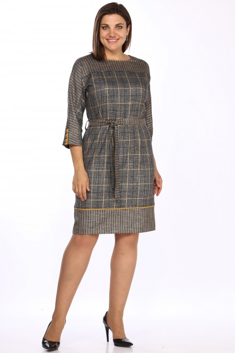 Платье Lady Style Classic 1551/7 Серый с желтым размер 46-56 #1
