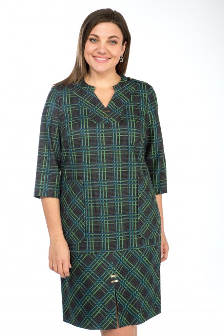 Платье Lady Style Classic 1465/1 Зеленый с темно-синим размер 46-56 #2