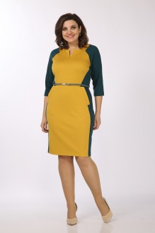 Платье Lady Style Classic 814 Желтый с зеленым #1