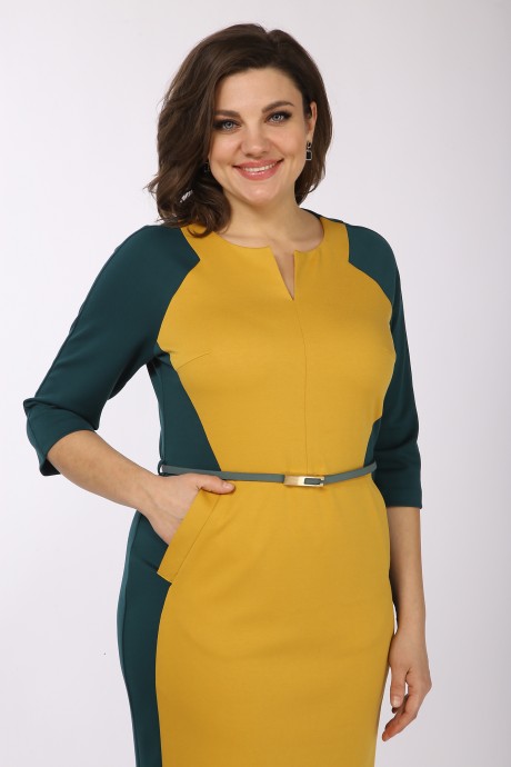 Платье Lady Style Classic 814 Желтый с зеленым размер 46-50 #2