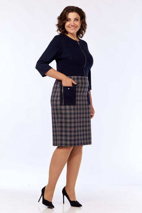 Платье Lady Style Classic 1485/3 тёмно-синий, серый размер 46-50 #2
