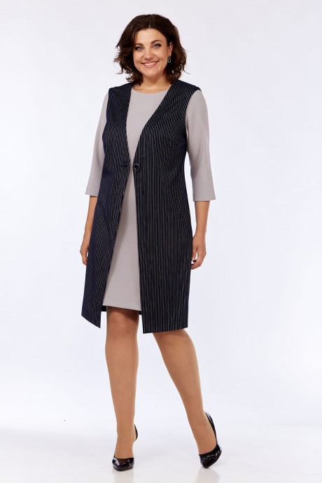 Платье Lady Style Classic 1174 тёмно-синий, серый размер 46-50 #3