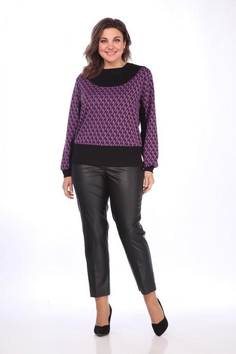 Джемпер (кофта) Lady Style Classic 2548 фиолетовый, чёрный размер 48-58 #1