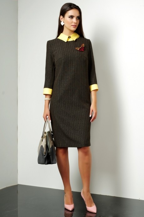 Платье Lissana 3011 желтый/коричневый размер 46-54 #1