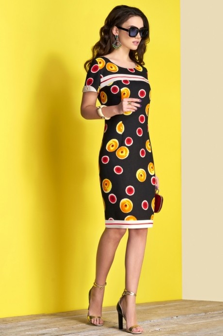Платье Lissana 3375 черный с желтым размер 50-54 #1