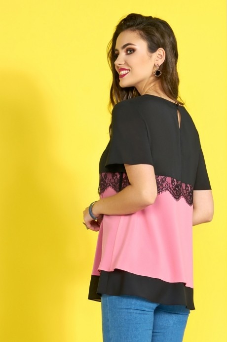 Блузка, туника, рубашка Lissana 3425 светло-розовый+черный размер 46-50 #3