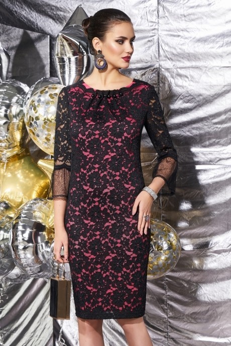 Вечернее платье Lissana 3550 черный+розовый размер 50-54 #3