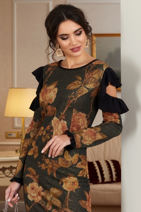 Вечернее платье Lissana 3867 олива с черным размер 50-54 #6
