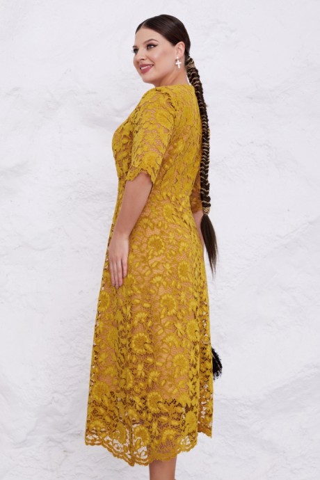 Вечернее платье Lissana 4839 горчица размер 50-54 #3
