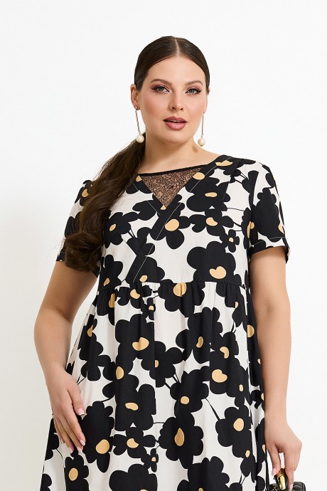 Платье Lissana 4917 черно-белый, принт цветы размер 50-54 #2