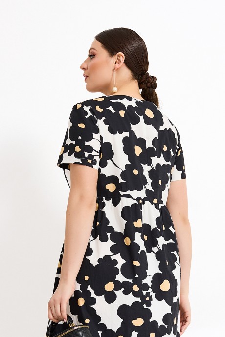 Платье Lissana 4917 черно-белый, принт цветы размер 50-54 #3