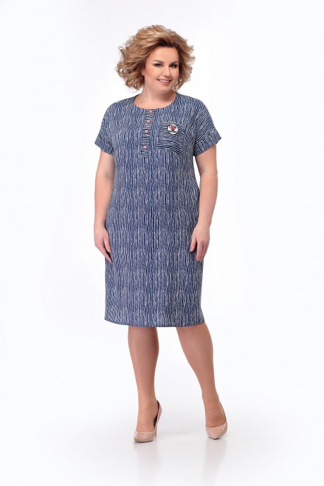 Платье Мишель Стиль 857 синий,белый размер 52-56 #1