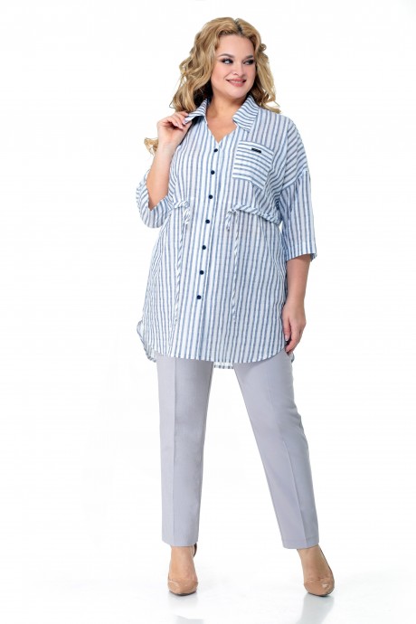 Костюм/комплект Мишель Стиль 944 Серо-белый (брюки серо-бежевые) размер 52-56 #1