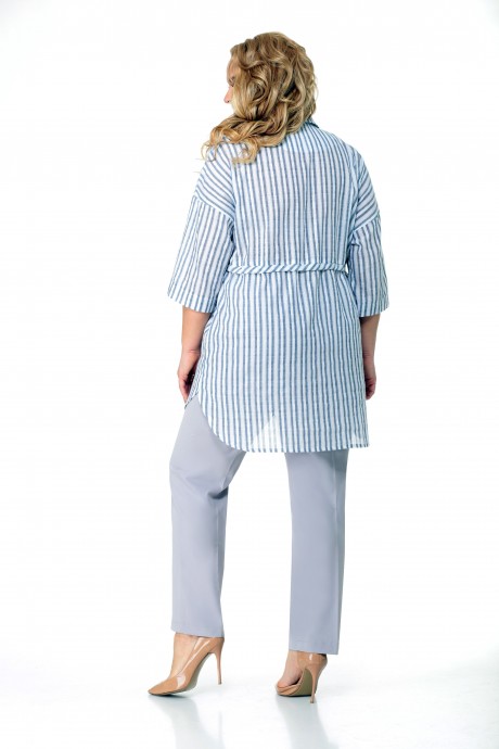 Костюм/комплект Мишель Стиль 944 Серо-белый (брюки серо-бежевые) размер 52-56 #3