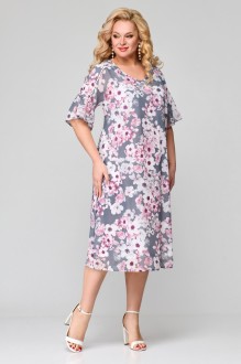 Платье Мишель Стиль 1124 серо-розовое #1