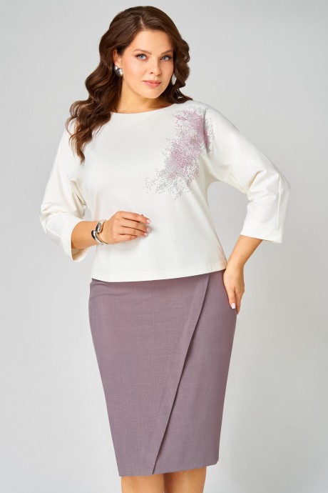 Костюм/комплект Мишель Стиль 1340 молочный, пудра размер 50-54 #5