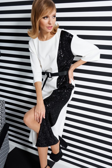 Вечернее платье Vizanti 9363 черно-белый размер 44-52 #4