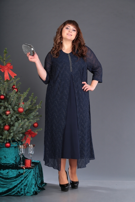 Вечернее платье ALGRANDA (Novella Sharm) 3345 тёмно-синий размер 64-76 #2