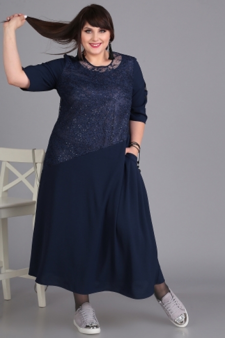 Вечернее платье ALGRANDA (Novella Sharm) 3350 -С тёмно-синий размер 58-76 #3