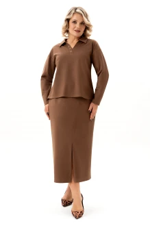 Юбочный костюм ALGRANDA (Novella Sharm) А4106 -4 двойка коричневый